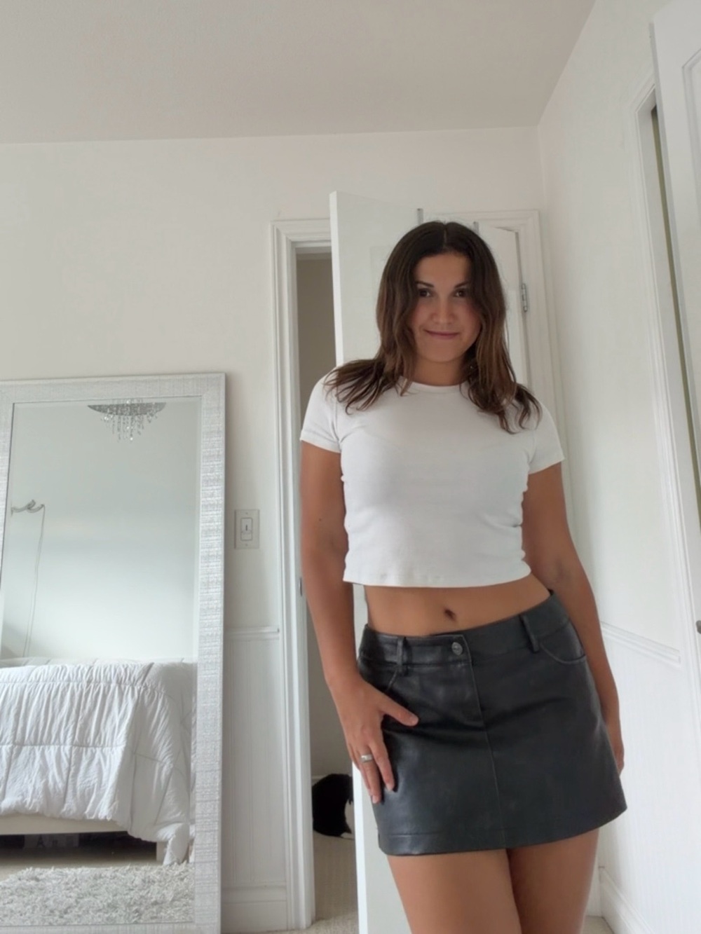 Garage Brynn Washed Black Faux Leather Micro Mini Skort Size M